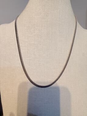 Vintage Silver Tone Herringbone Chain Necklace 25”
